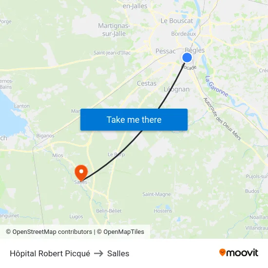 Hôpital Robert Picqué to Salles map