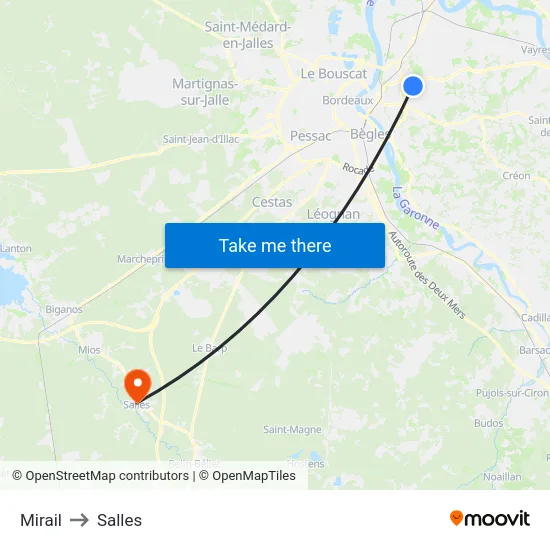 Mirail to Salles map