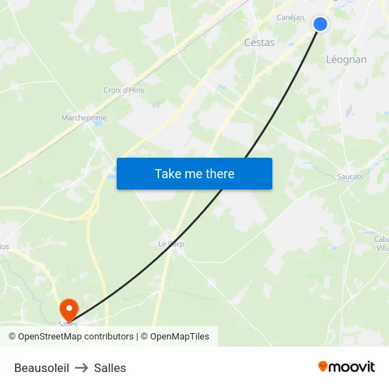 Beausoleil to Salles map