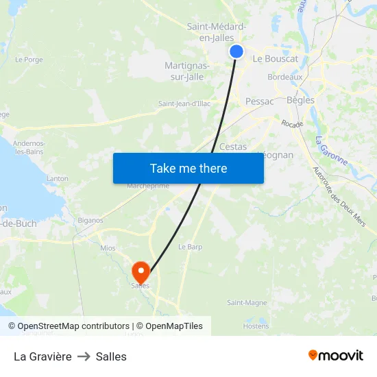 La Gravière to Salles map