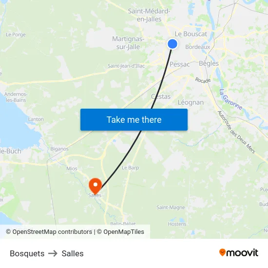 Bosquets to Salles map
