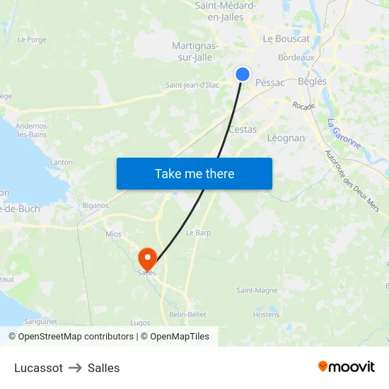 Lucassot to Salles map