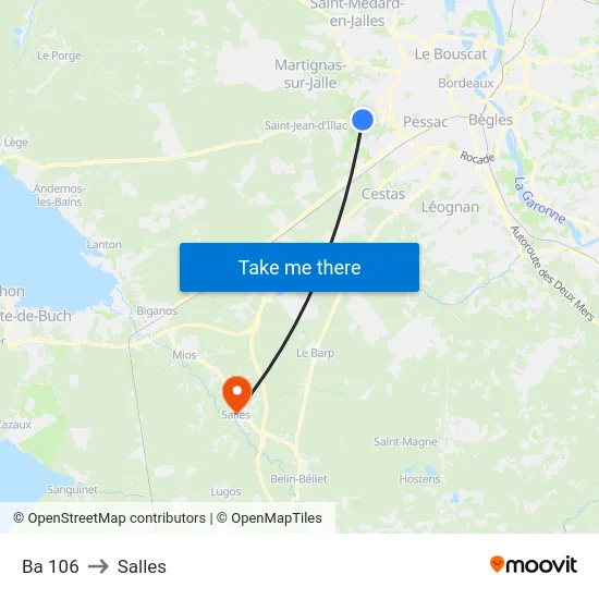 Ba 106 to Salles map