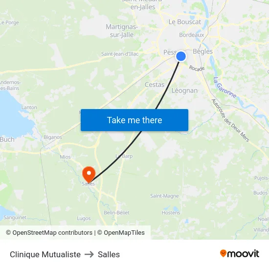 Clinique Mutualiste to Salles map