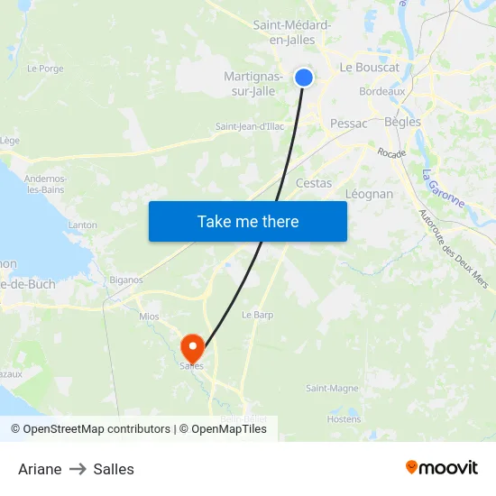 Ariane to Salles map