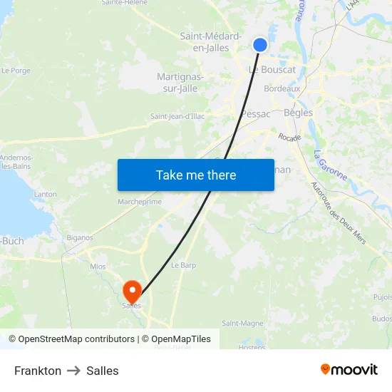 Frankton to Salles map