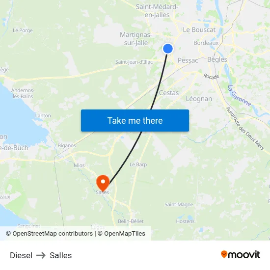 Diesel to Salles map