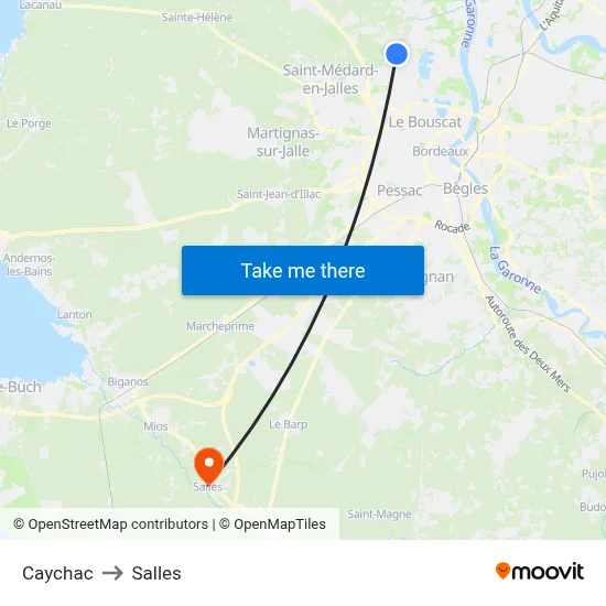 Caychac to Salles map