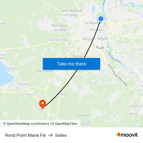 Rond Point Marie Fel to Salles map