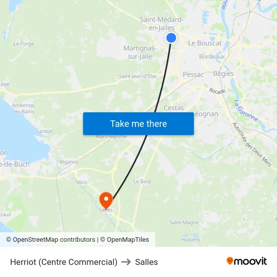Herriot (Centre Commercial) to Salles map