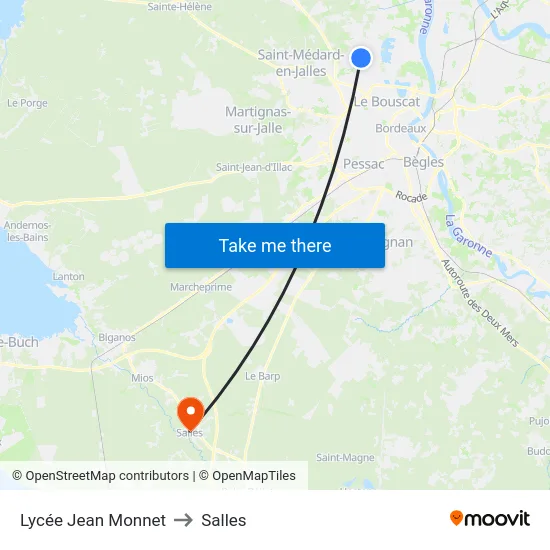 Lycée Jean Monnet to Salles map