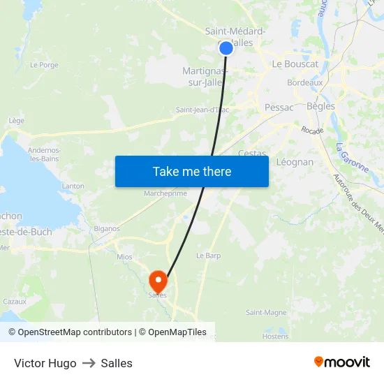 Victor Hugo to Salles map