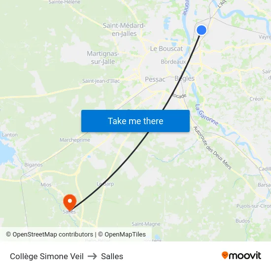 Collège Simone Veil to Salles map