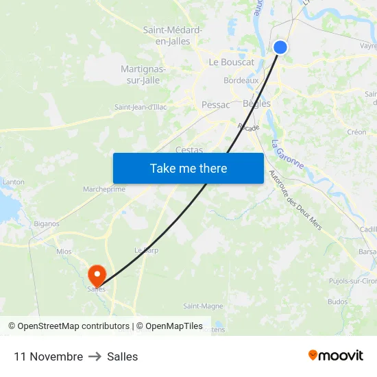 11 Novembre to Salles map