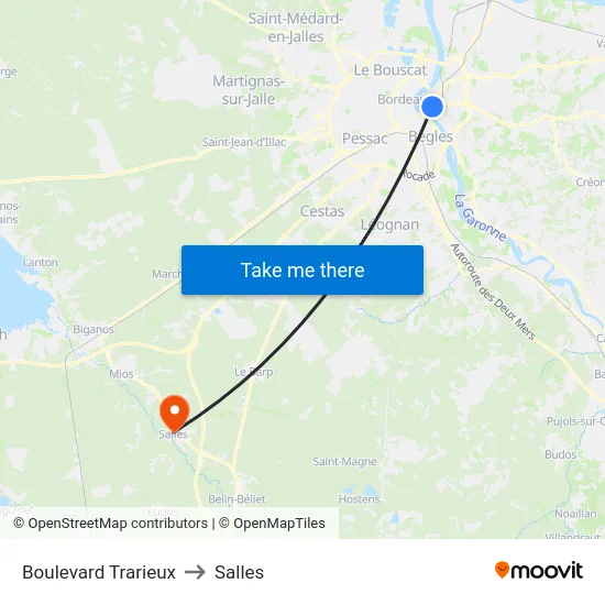 Boulevard Trarieux to Salles map