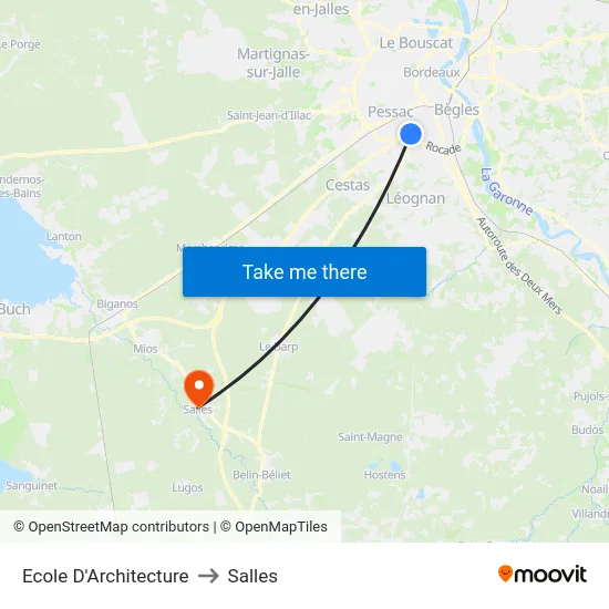 Ecole D'Architecture to Salles map