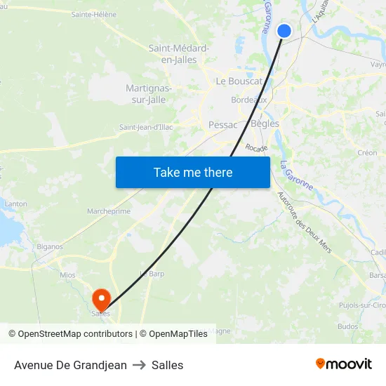 Avenue De Grandjean to Salles map