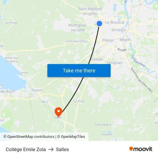 Collège Emile Zola to Salles map