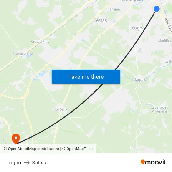 Trigan to Salles map