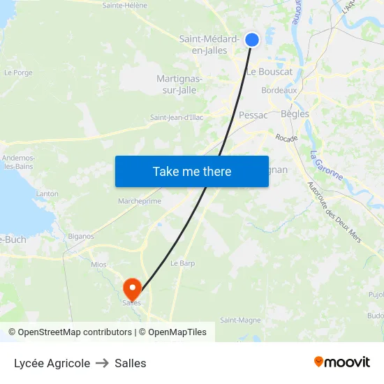 Lycée Agricole to Salles map