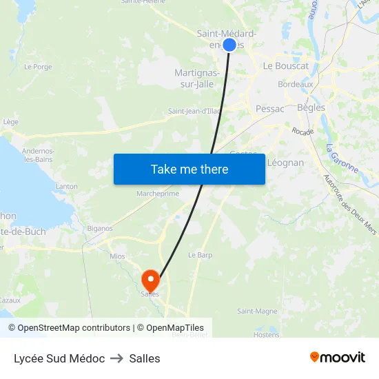 Lycée Sud Médoc to Salles map