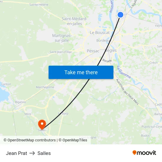 Jean Prat to Salles map