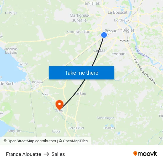 France Alouette to Salles map