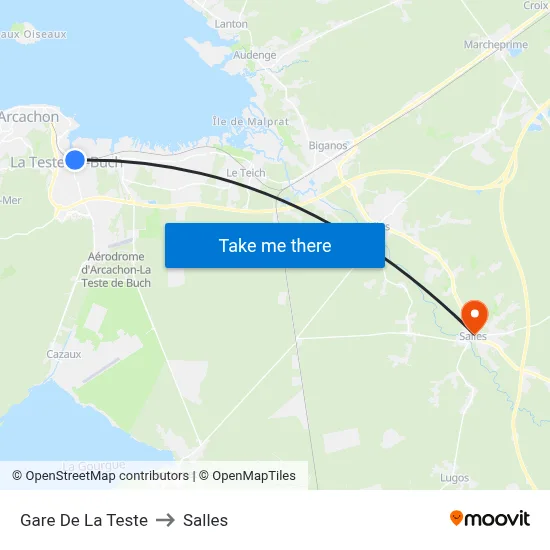Gare De La Teste to Salles map