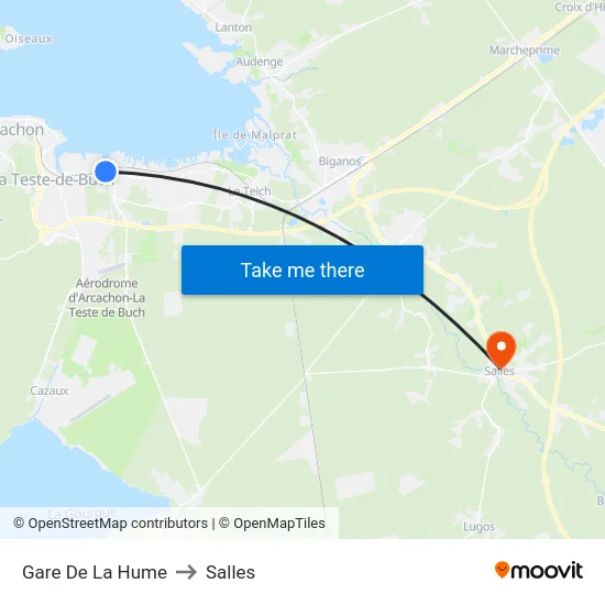 Gare De La Hume to Salles map
