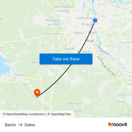 Banlin to Salles map