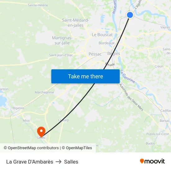 La Grave D'Ambarès to Salles map