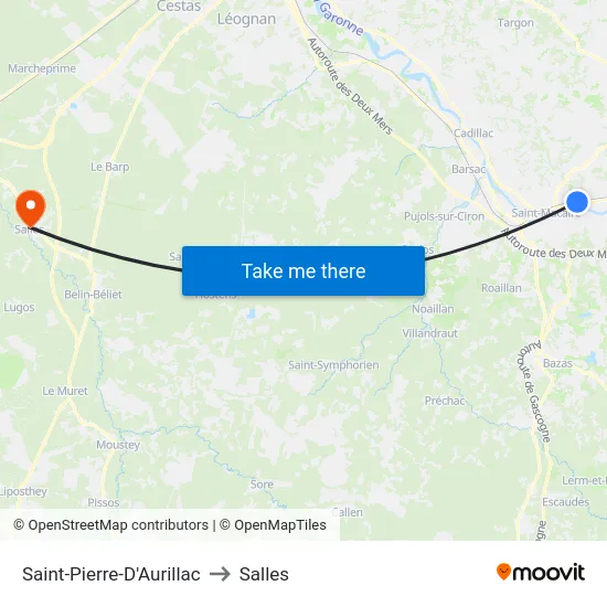 Saint-Pierre-D'Aurillac to Salles map