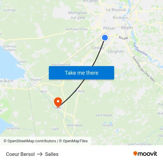 Coeur Bersol to Salles map