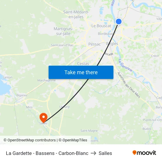 La Gardette - Bassens - Carbon-Blanc to Salles map