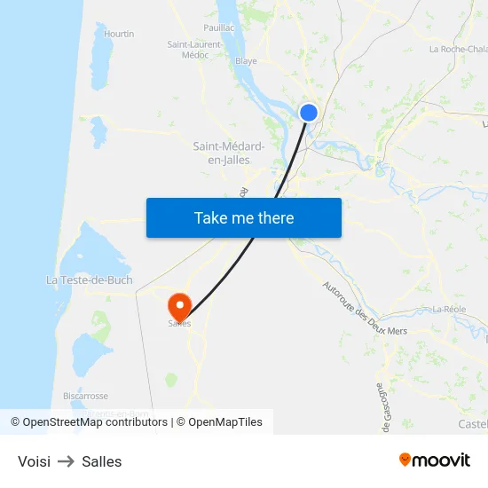Voisi to Salles map