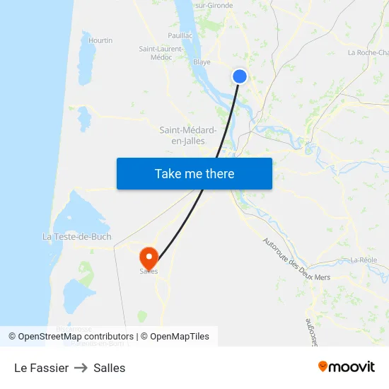 Le Fassier to Salles map