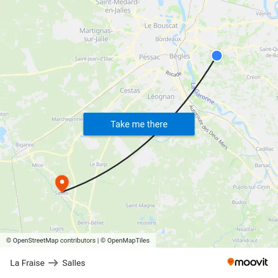 La Fraise to Salles map