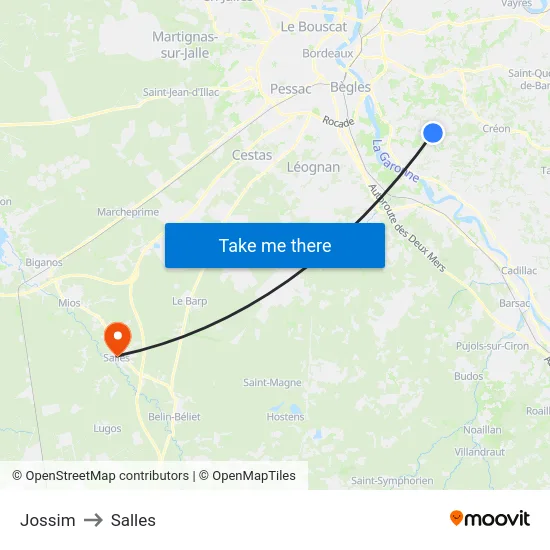 Jossim to Salles map