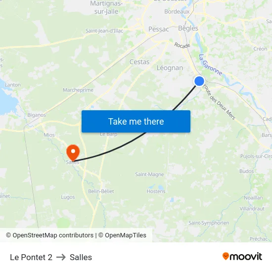Le Pontet 2 to Salles map