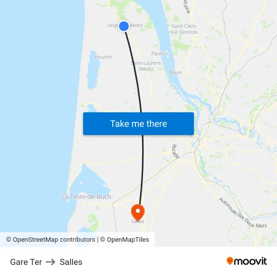 Gare Ter to Salles map