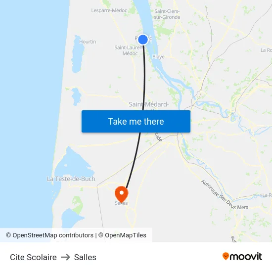 Cite Scolaire to Salles map