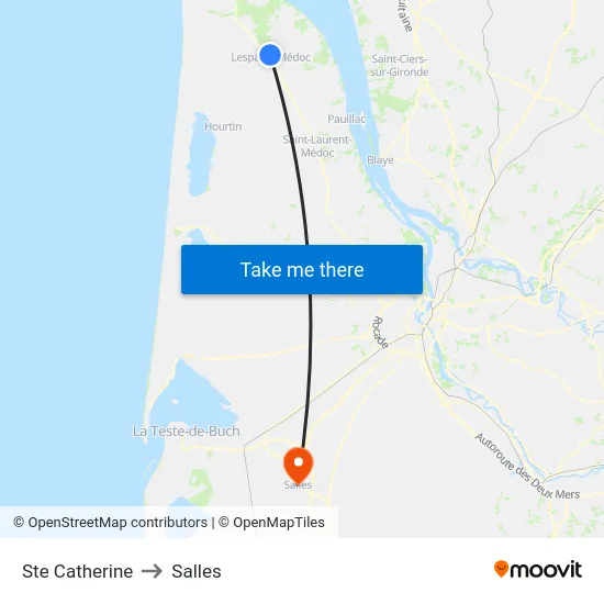 Ste Catherine to Salles map
