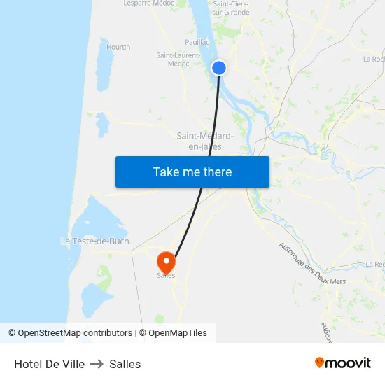 Hotel De Ville to Salles map