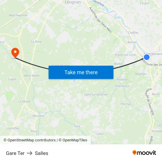 Gare Ter to Salles map