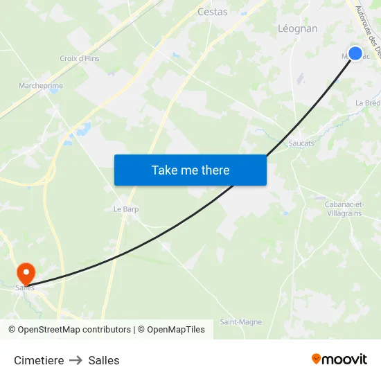 Cimetiere to Salles map