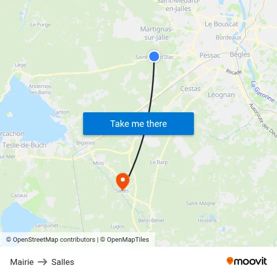 Mairie to Salles map