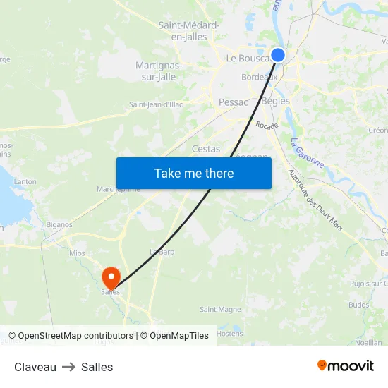 Claveau to Salles map