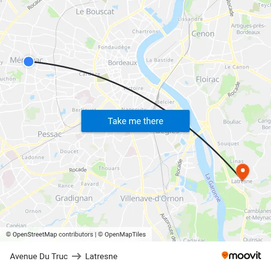Avenue Du Truc to Latresne map