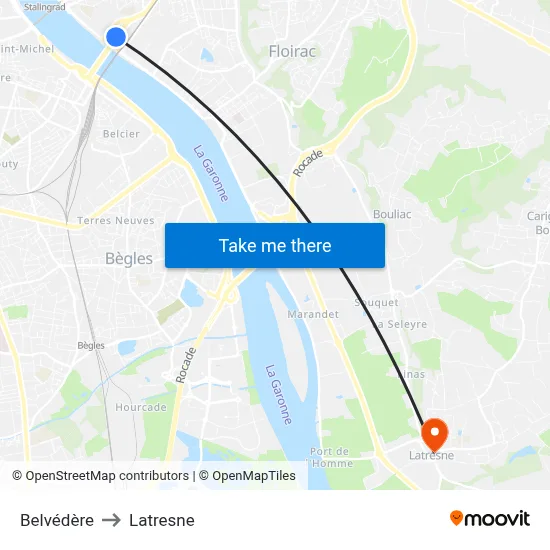 Belvédère to Latresne map