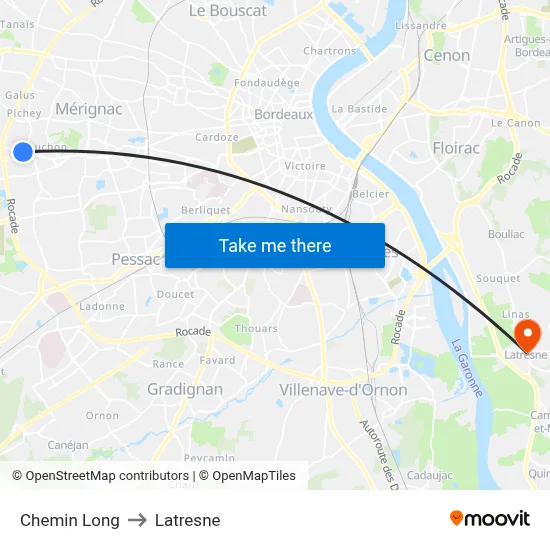 Chemin Long to Latresne map